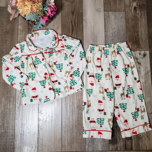 Just One You by Carter's Fleece 2 Pc Christmas Holiday Pajamas Pjs Size 3T - Picture 1 of 11